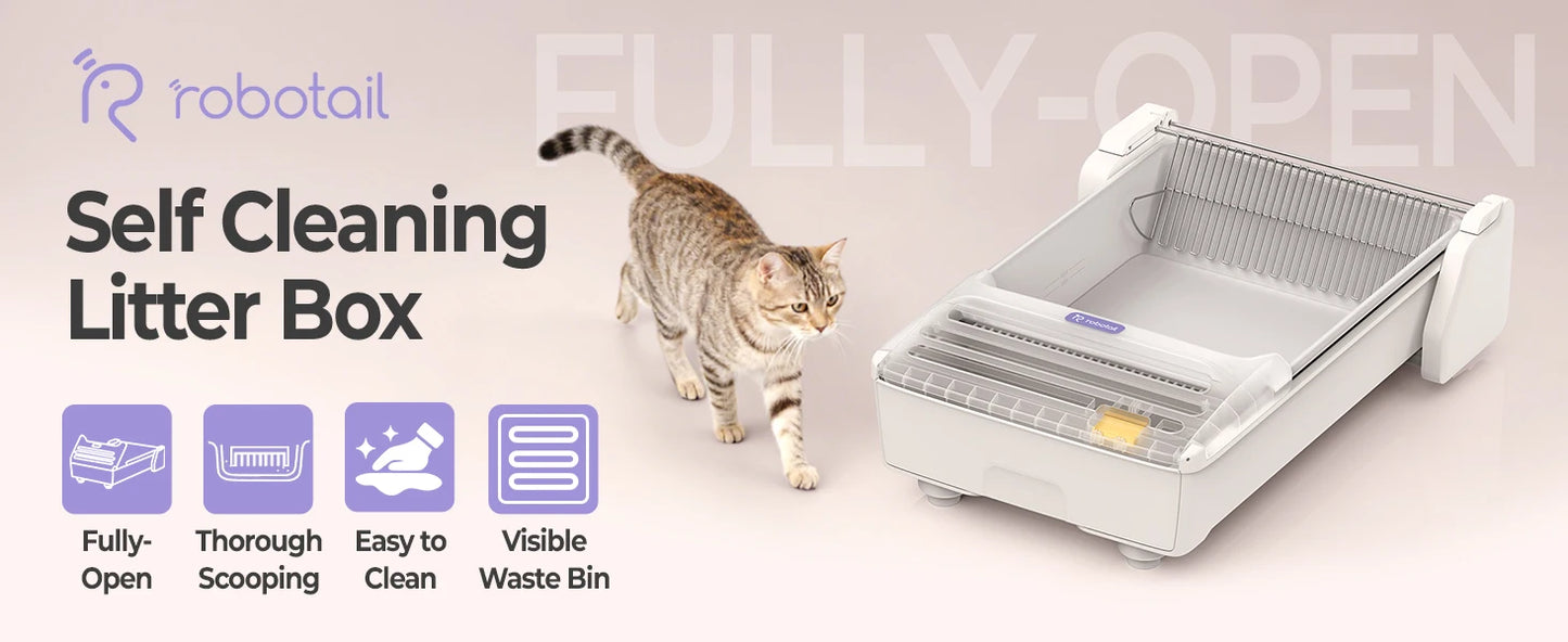 Robotail Fully-Open Smart Self-Cleaning Cat Litter Box