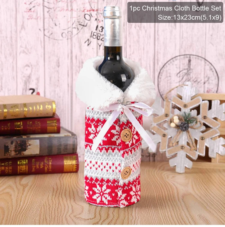 Christmas Wine Bottle Cover Merry Christmas Decorations For Home