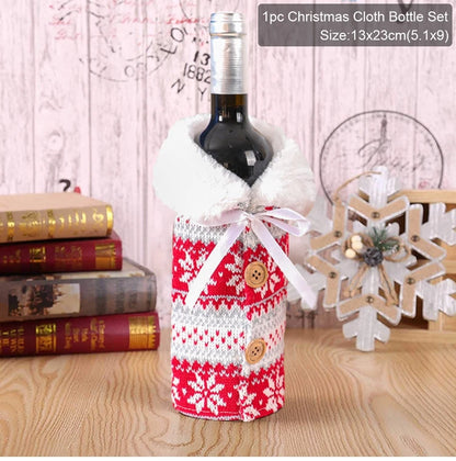 Christmas Wine Bottle Cover Merry Christmas Decorations For Home