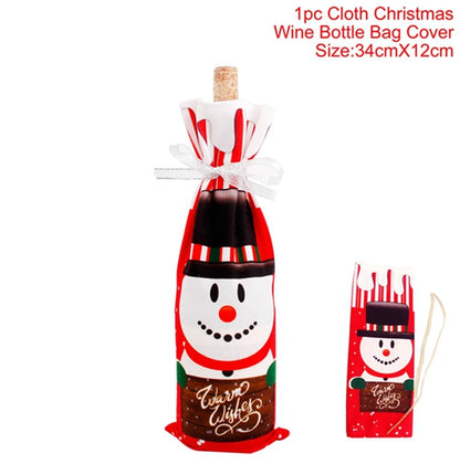 Christmas Wine Bottle Cover Merry Christmas Decorations For Home