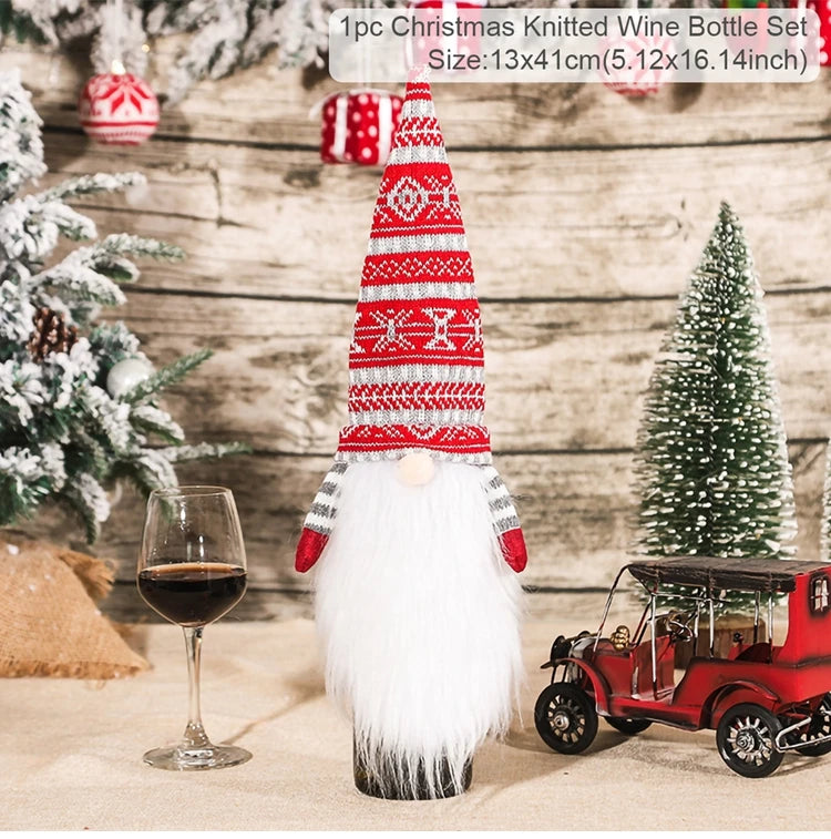 Christmas Wine Bottle Cover Merry Christmas Decorations For Home