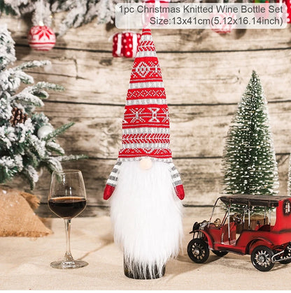 Christmas Wine Bottle Cover Merry Christmas Decorations For Home