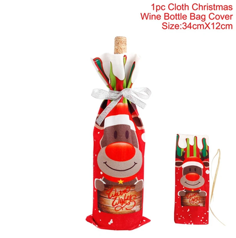 Christmas Wine Bottle Cover Merry Christmas Decorations For Home
