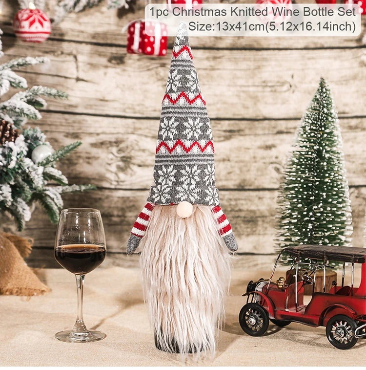 Christmas Wine Bottle Cover Merry Christmas Decorations For Home