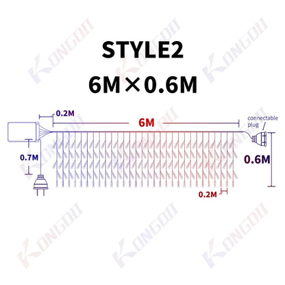 12M LED Icicle String Lights Fairy Curtain Christmas Lights Garland For Outdoor Garden Party Home Street 2023 New Year Decor