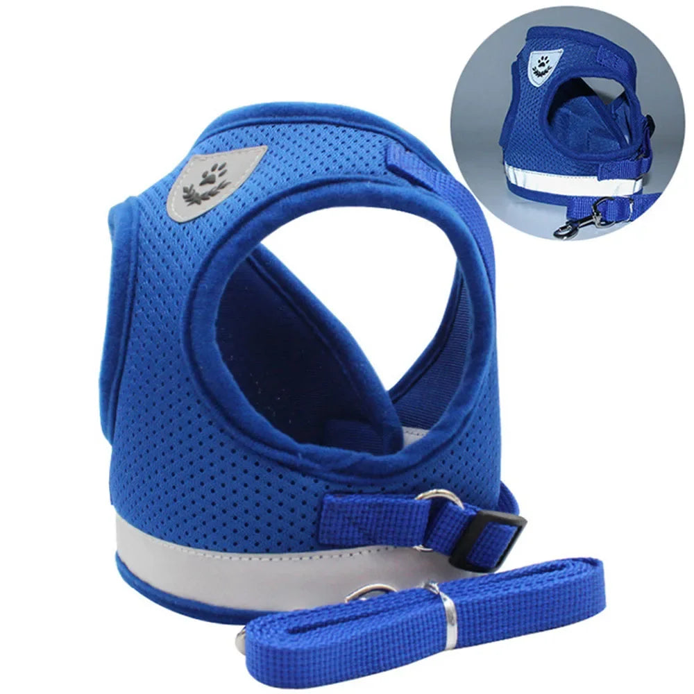 Reflective Escape-Proof Cat & Puppy Harness Set – Soft Mesh Vest