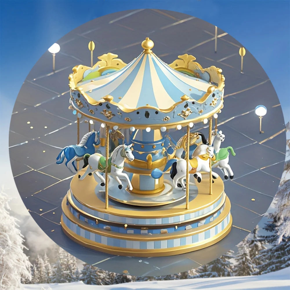 1 piece of retro carousel music box wooden signage