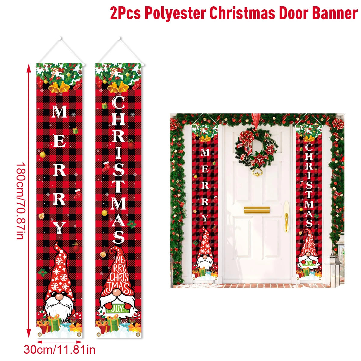 Christmas Hanging Door Banner Merry Christmas Decoration for Home