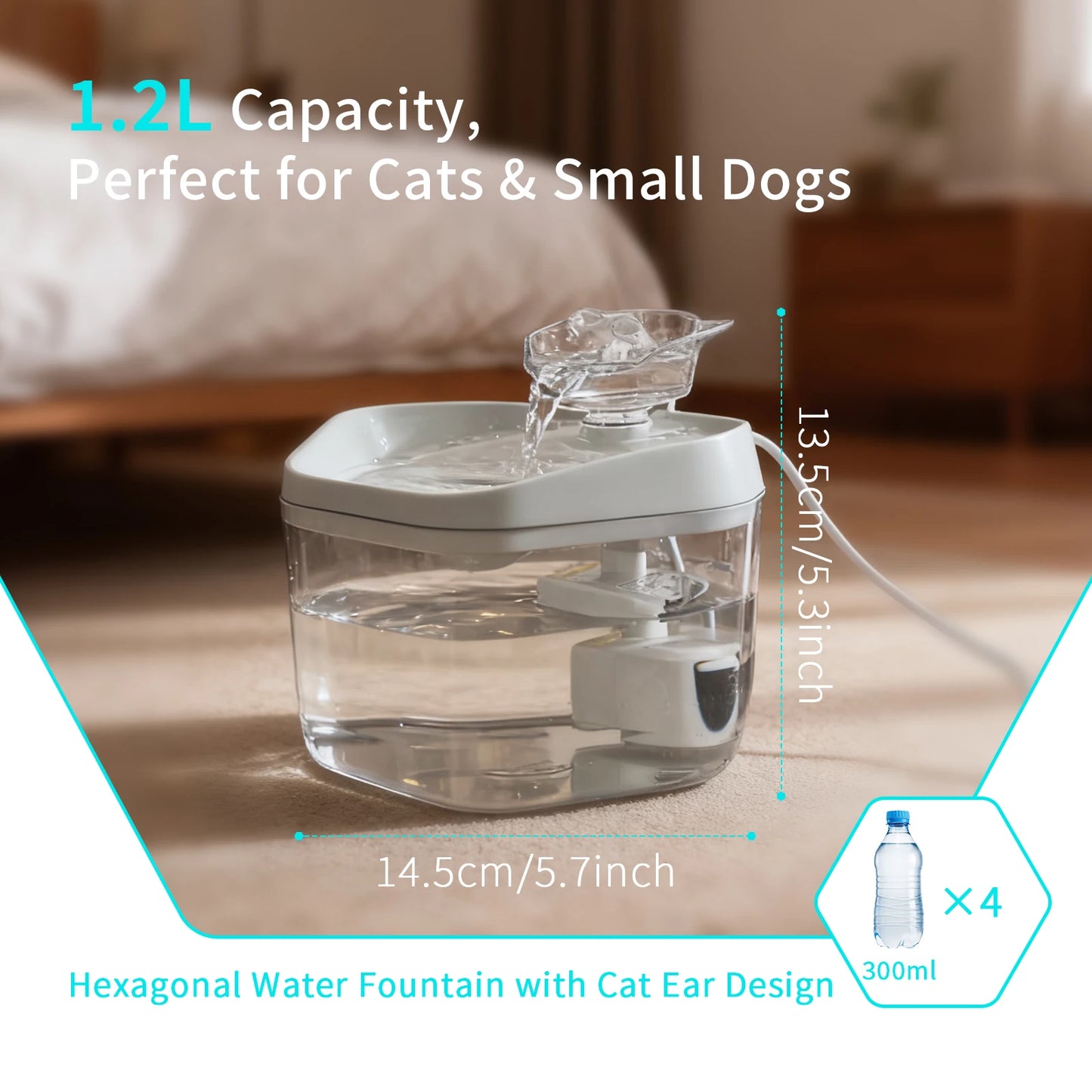 Stream-Flow 1.2L – Balanced Capacity USB Pet Fountain
