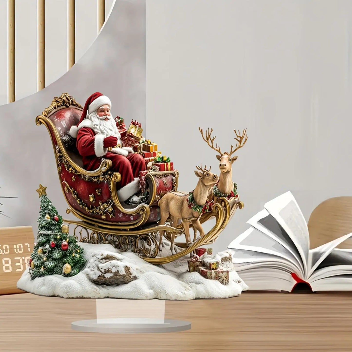 Christmas Table Sign 2D Xmas Shelf Decor Santa Claus