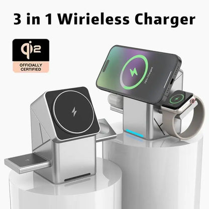3-in-1 Magnetic Wireless Charging Station 15W 180°