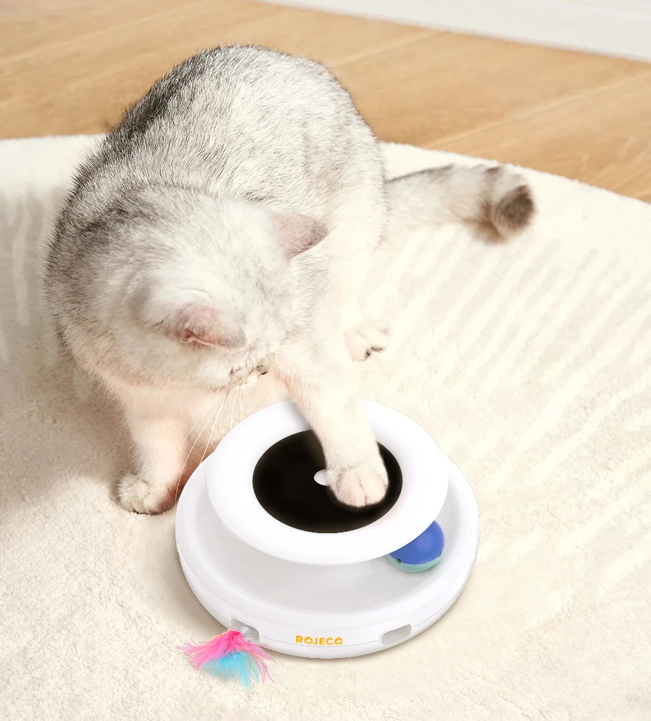 2-in-1 Smart Cat Toy Set – Automatic Feather & Rolling Ball Interactive Pet Toy (5 Modes)