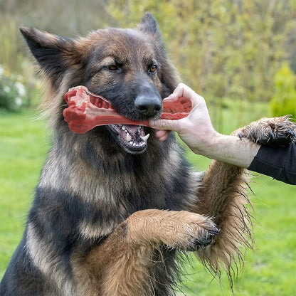 Indestructible Dog Chew Toy for Aggressive Chewers - Durable, Non-Toxic Natural Rubber Bone Shape for Teeth Cleaning