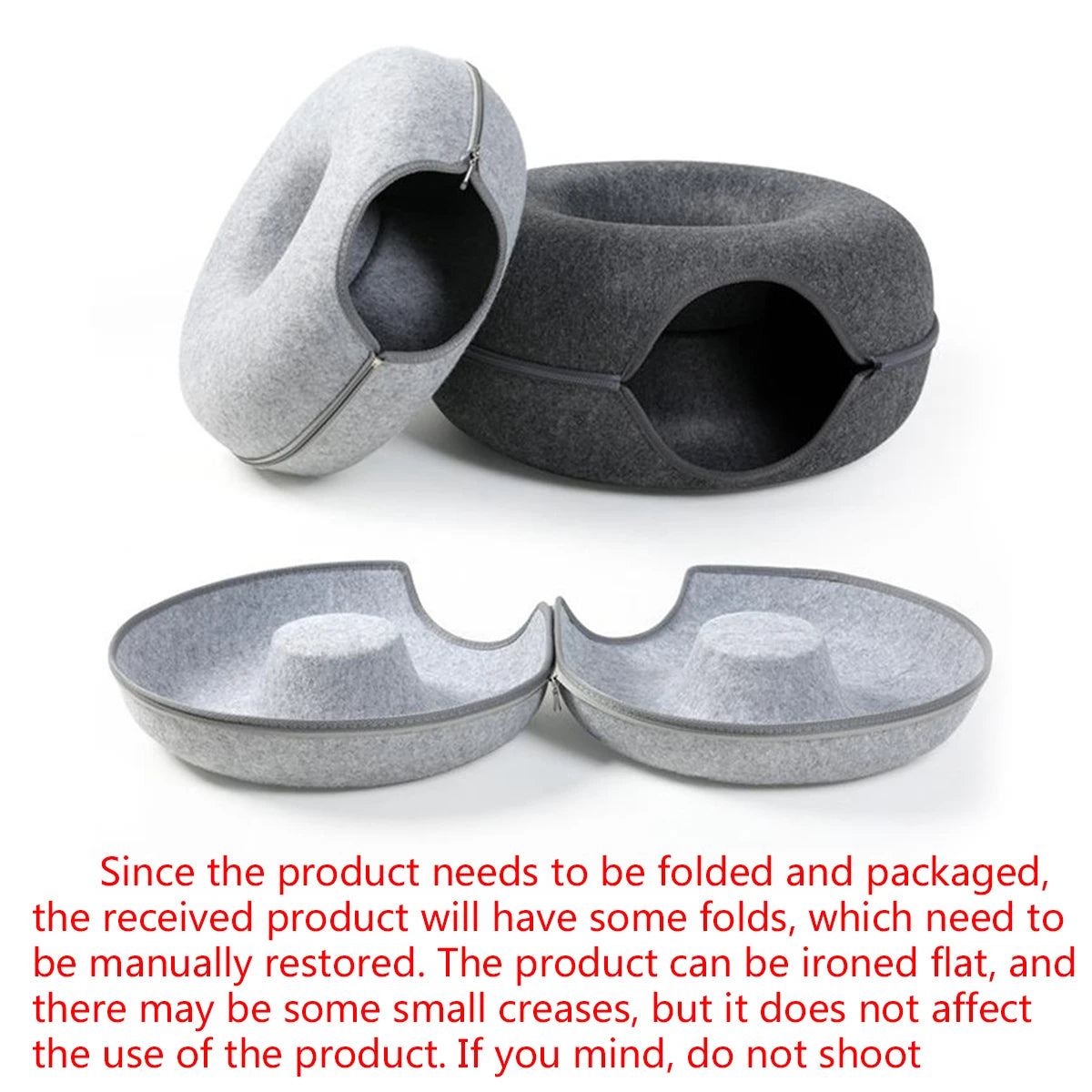 Interactive Round Cat Tunnel Bed – Donut Felt Nest, Scratcher & Sleeping Cushion for Kittens & Cats