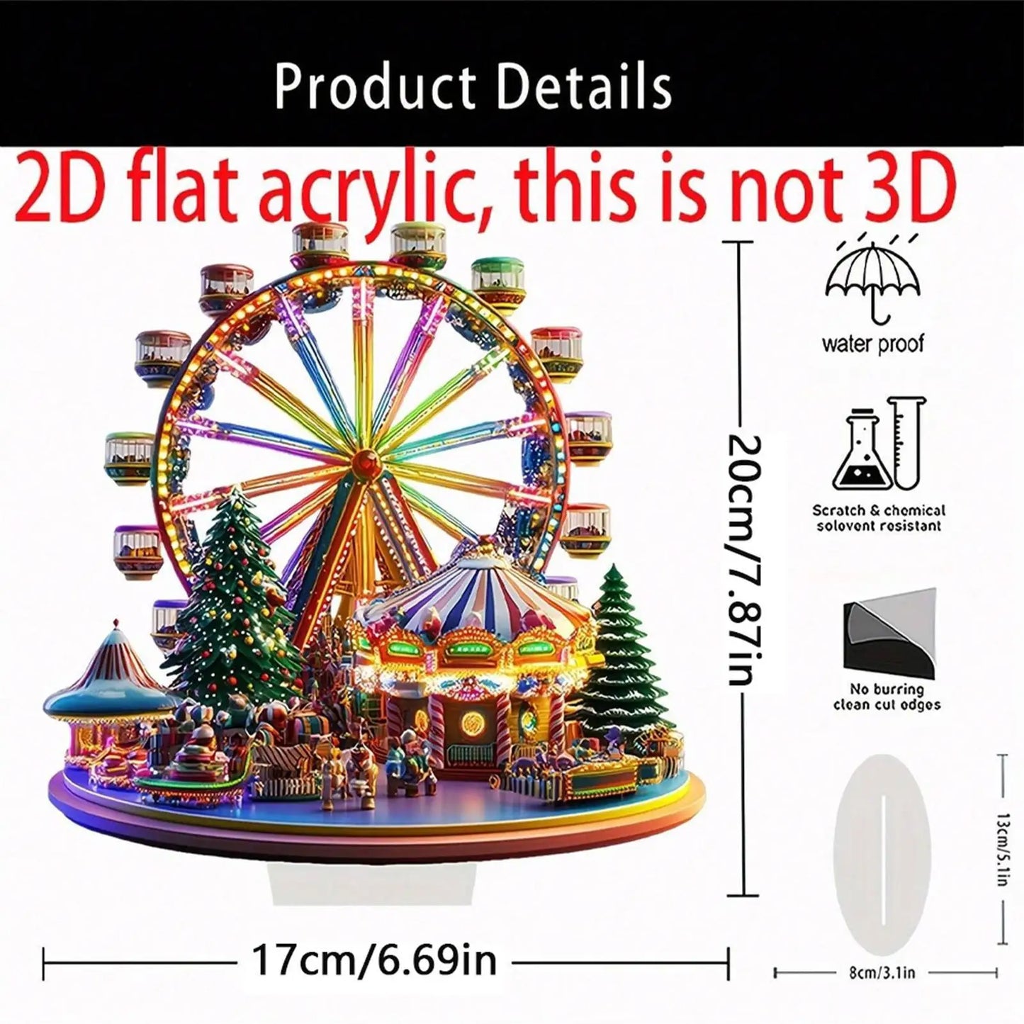 2D Acrylic Christmas Ferris Wheel Ornament Ferris Wheel Display Board Christmas Holiday Decoration Xmas Navidad Party Supplies