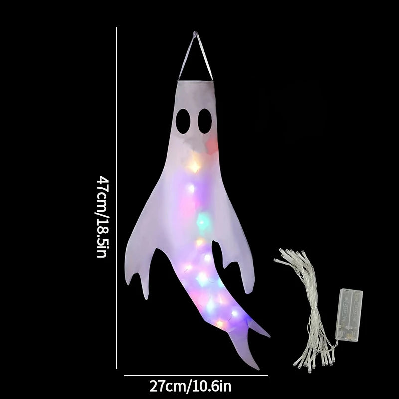 Ghost Lantern Halloween Decoration Hanging Flag Halloween Ghost Windsock Outdoor Pendants The Day of Dead Party Decor