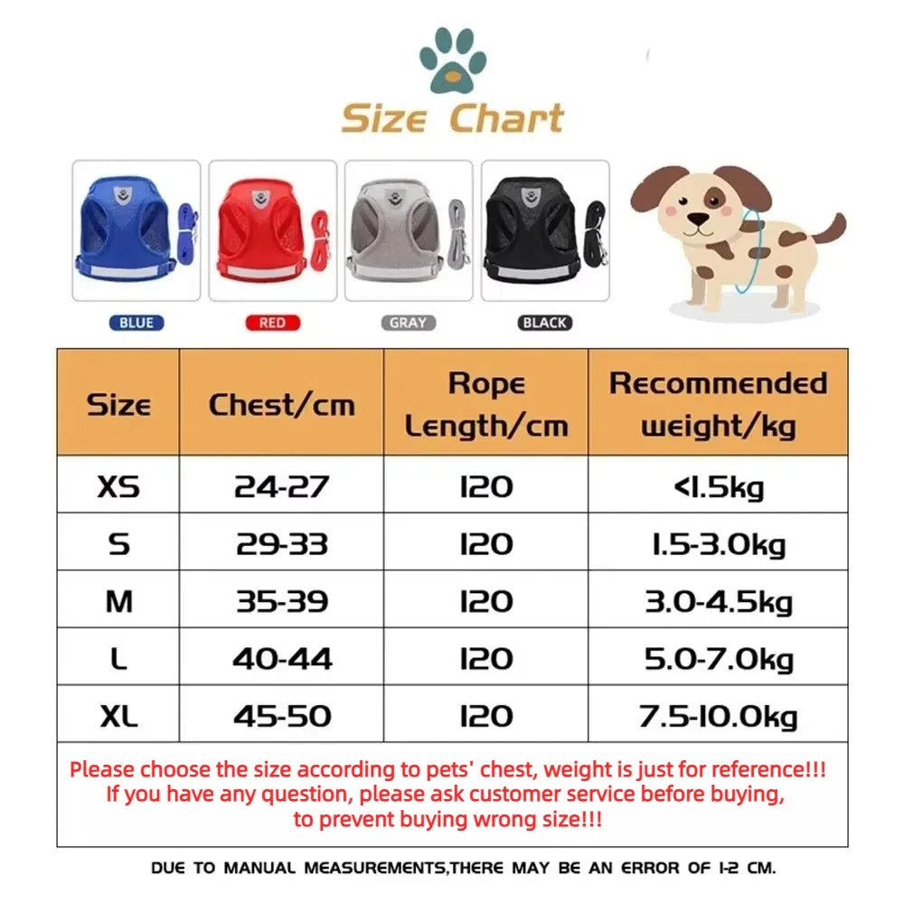 Reflective Escape-Proof Cat & Puppy Harness Set – Soft Mesh Vest