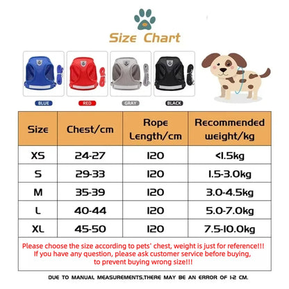 Reflective Escape-Proof Cat & Puppy Harness Set – Soft Mesh Vest