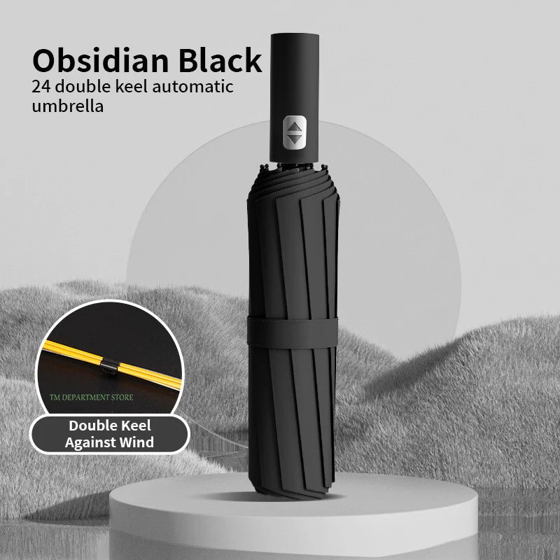 24 Bone Windproof anti-UV Fully Automatic Large Umbrella 3 Folding