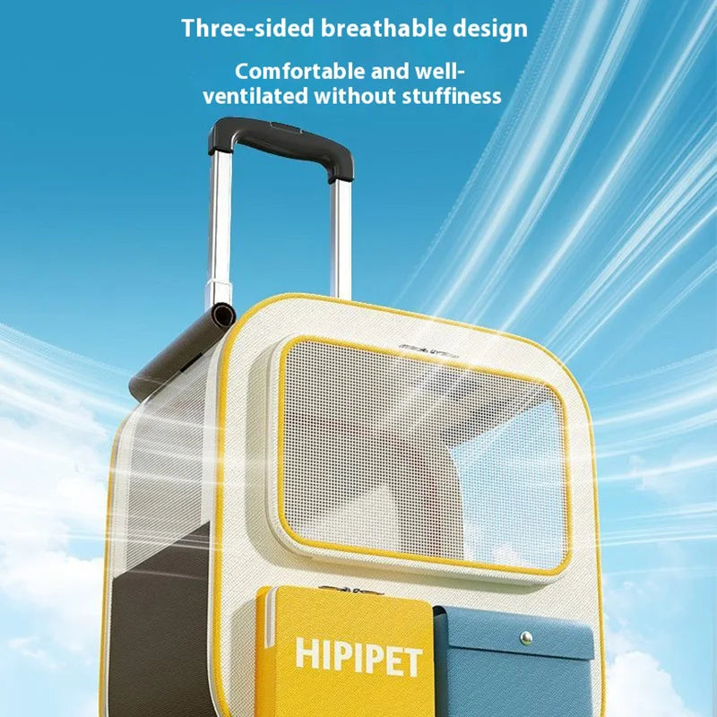 3 In 1 Cat Carrier Backpack With Wheels Multi Function Large Capacity Pet Carrier Foldable Design for Cats Dogs Outdoor Travel