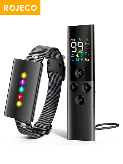 ROJECO  Dog Training Collar with Remote Control 1600FT IP67 Waterproof Electric Dog Collar For Pet Dog Bark Control Stop Collar