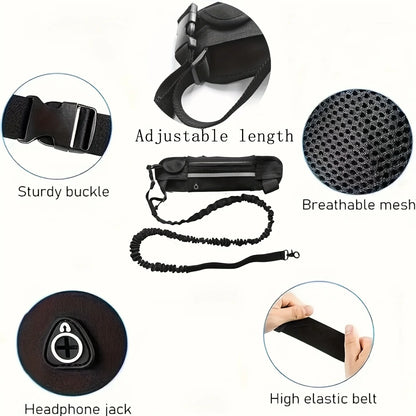 Hands-Free Dog Leash with Integrated Zipper Waist Pack