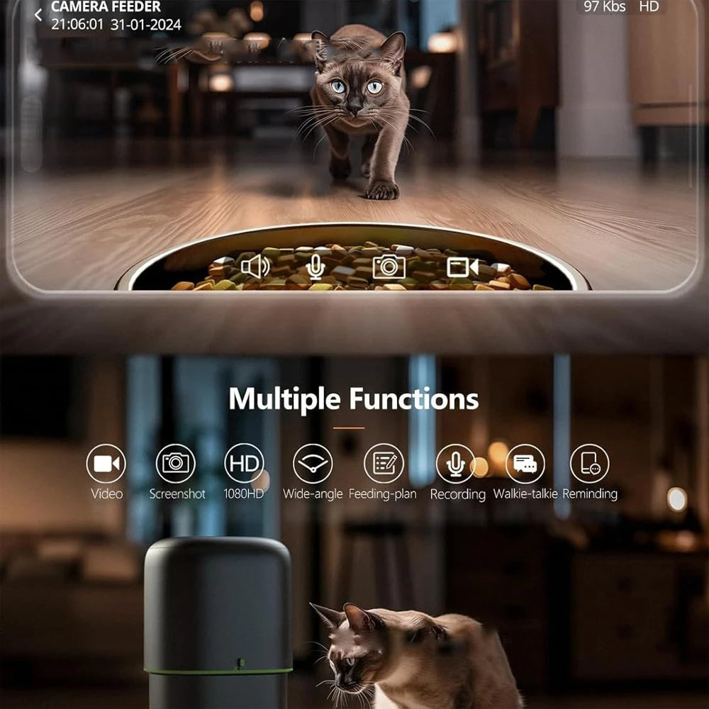 Vision-Feed 2L – Smart WiFi Camera Feeder with Stainless Steel Bowl