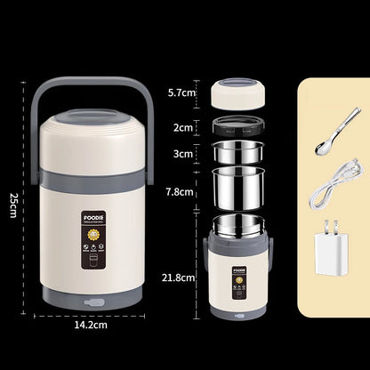 USB Electric Heated Lunch Boxes Stainless Steel Food Warmer