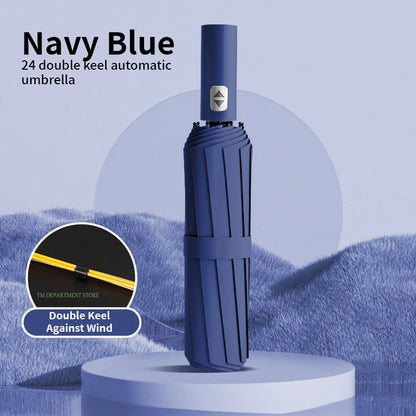 24 Bone Windproof anti-UV Fully Automatic Large Umbrella 3 Folding