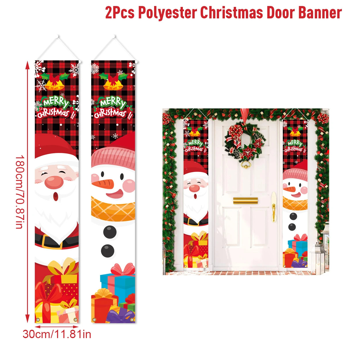 Christmas Hanging Door Banner Merry Christmas Decoration for Home