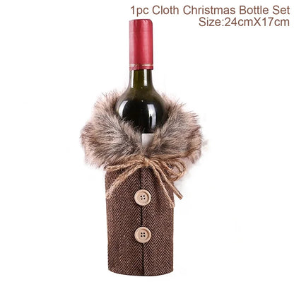 Christmas Wine Bottle Cover Merry Christmas Decorations For Home