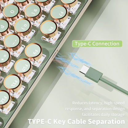 Mechanical Gaming Keyboard, 104 Keys Round Keycaps LED White Backli