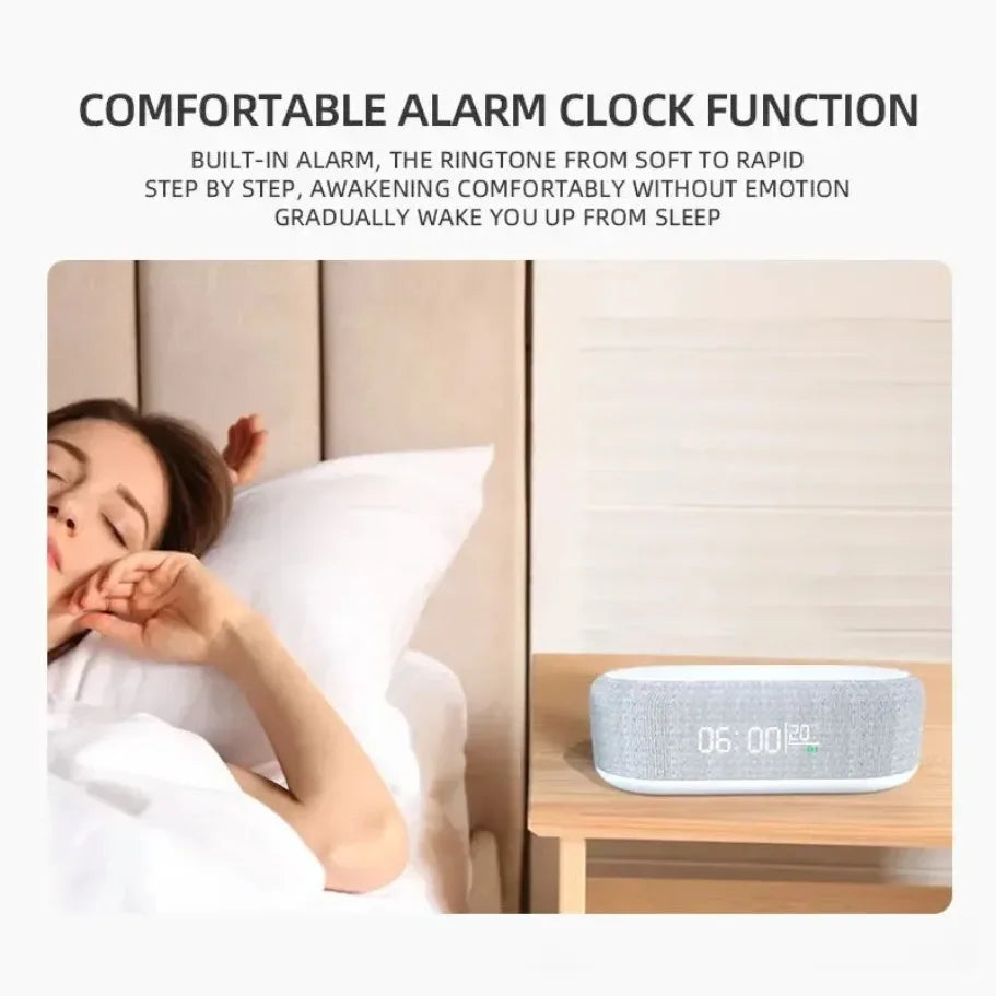 Alarm Clock Wireless Chargers Pad Phone Bedroom Lamp Night Light