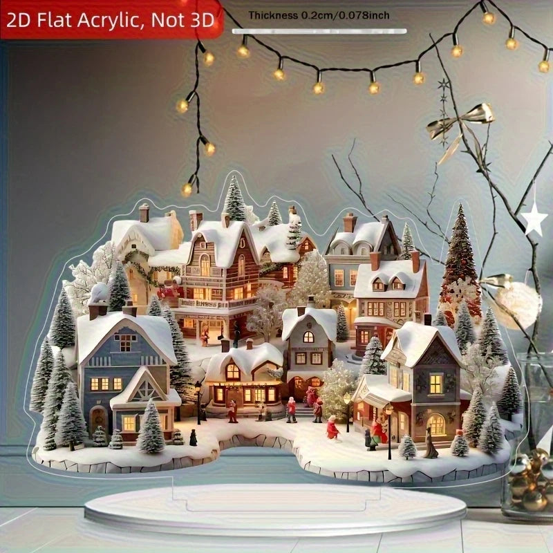 2D Winter Wonderland Acrylic Christmas Village Decor Snow House