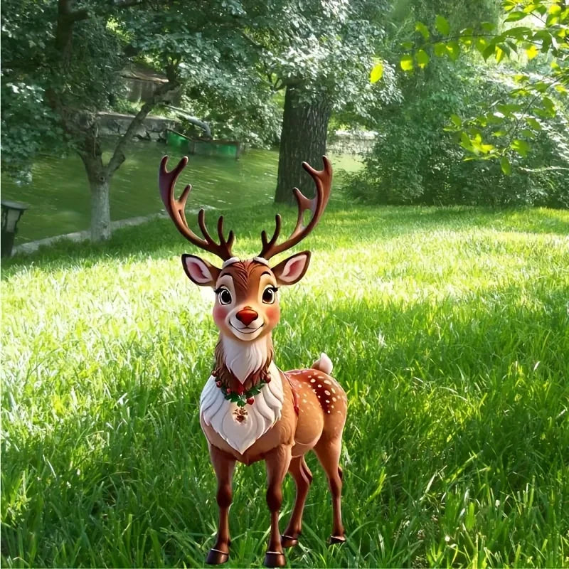 1/2Pcs 2D Flat Acrylic Garden Stake Milu Deer Outdoor Garden Decoration