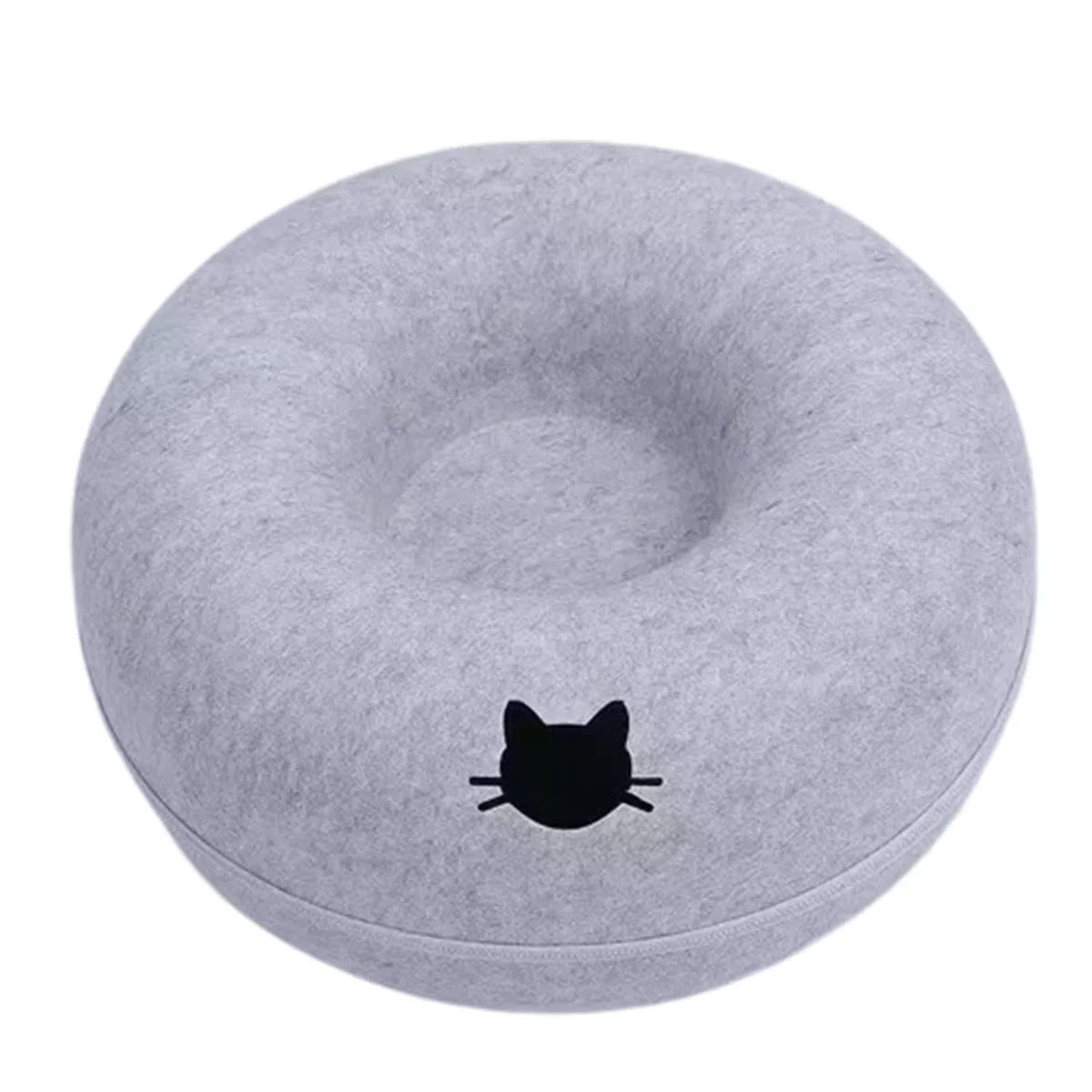 Interactive Round Cat Tunnel Bed – Donut Felt Nest, Scratcher & Sleeping Cushion for Kittens & Cats