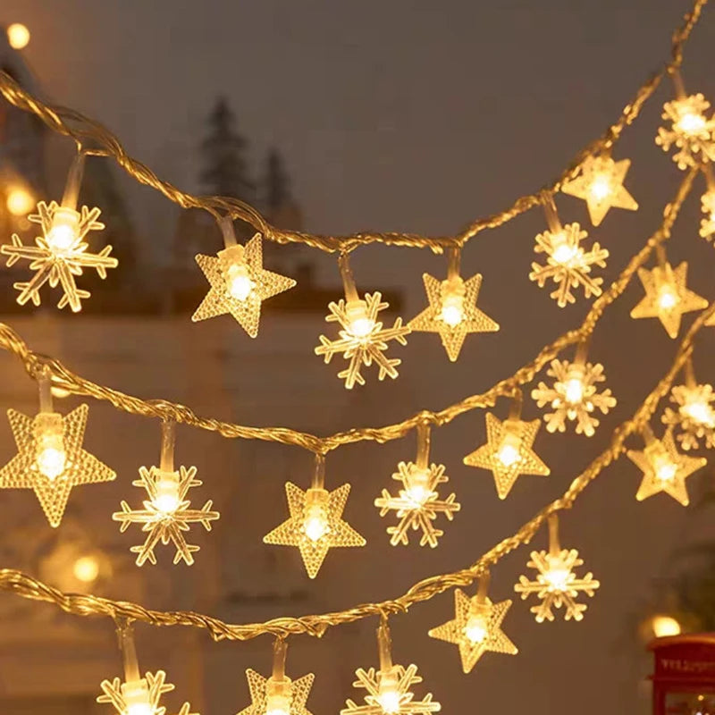 1.5-10meters 2025 Christmas String Lights Star Snowflake LED Light