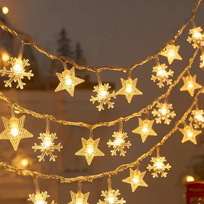 1.5-10meters 2025 Christmas String Lights Star Snowflake LED Light