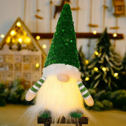 30cm Glowing Knitted Gnome Doll Couple with Led Night Light 2025 Christmas Decorations Home Xmas Tree Decor New Year 2026 Gift