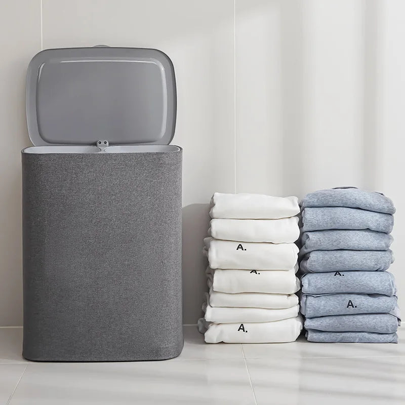 Fabric dirty clothes basket household covered bathroom storage basket handle