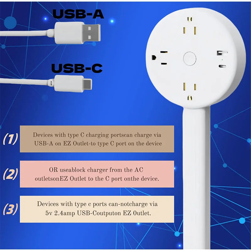 Electrical Wall Plug Extender Stick Rotates 180°