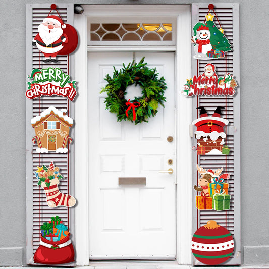 Merry Christmas Hanging Door Banner Santa Claus