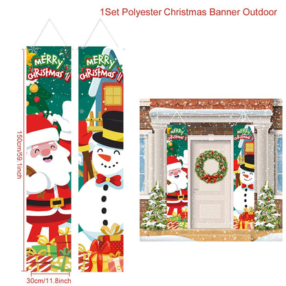 Christmas Hanging Door Banner Merry Christmas Decoration for Home