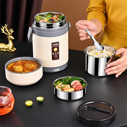 USB Electric Heated Lunch Boxes Stainless Steel Food Warmer