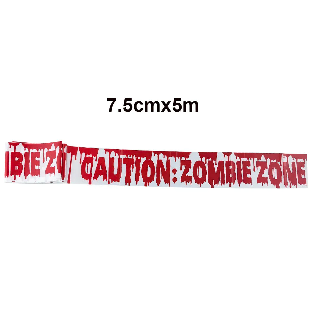 Halloween Caution Tape Decorations Scary Fright and Warning Tape for Zombie Party Horror Party Haunted House Decoration tape