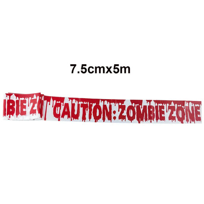 Halloween Caution Tape Decorations Scary Fright and Warning Tape for Zombie Party Horror Party Haunted House Decoration tape