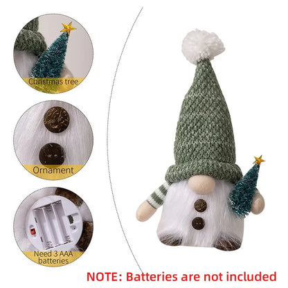 30cm Glowing Knitted Gnome Doll Couple with Led Night Light 2025 Christmas Decorations Home Xmas Tree Decor New Year 2026 Gift