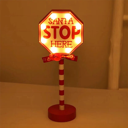 Christmas Stop Here Decor Santa Stop Here Tree Topper Desk Lamp LED Santa Stop Here Tree Topper Window Decorative Lights