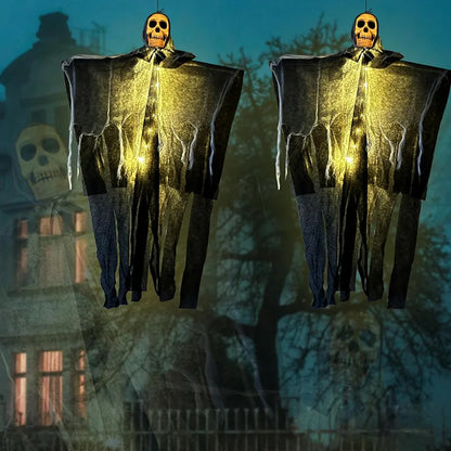 1pcs Halloween Glowing Skull Skeleton Gauze Hanging Ghost Home Outdoor Garden Decoration Halloween Party Horror Ghost Props 2025