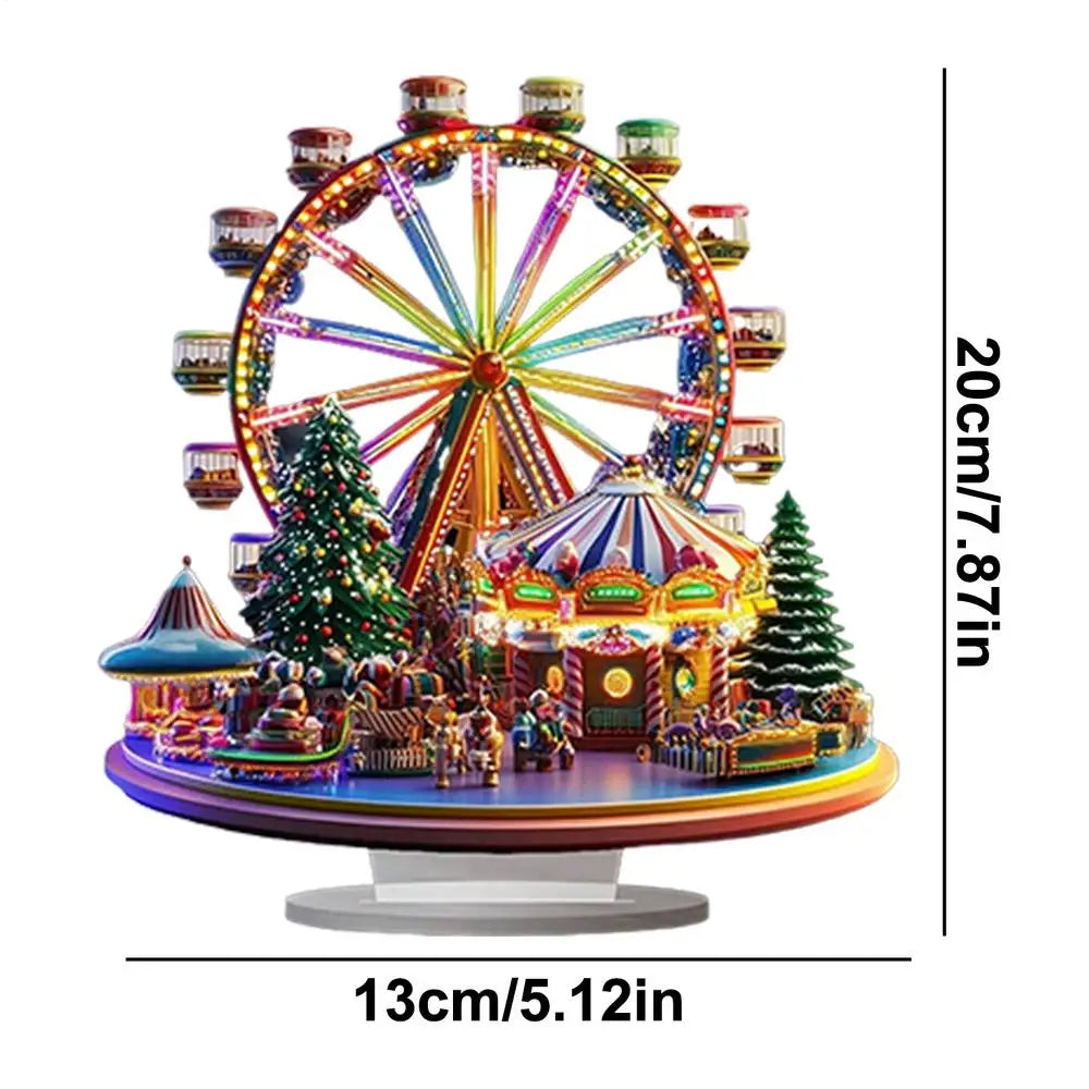 2D Acrylic Christmas Ferris Wheel Ornament Ferris Wheel Display Board Christmas Holiday Decoration Xmas Navidad Party Supplies